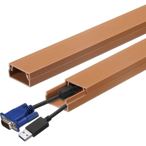 Lot de 4 caches-câbles muraux en PVC pour gestion des câbles TV (longueur totale de 152,4 cm) - 38,1 x 2 x 1 cm (L x l x H) - Marron (1/5)