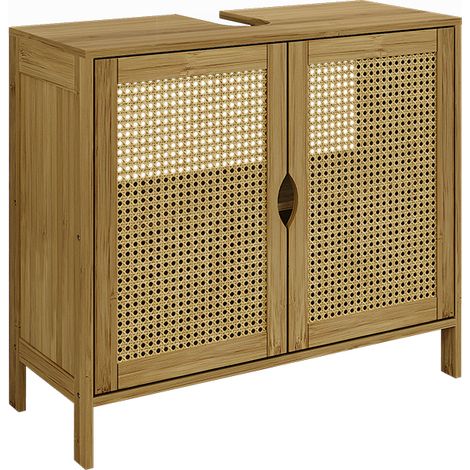 Mueble bajo lavabo Liora, Bambú, 68 x 60 cm con 2 puertas, Vicco (1/5)
