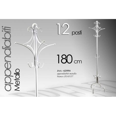 2x Porte-manteaux en fer blanc cm 24 x 180 h
