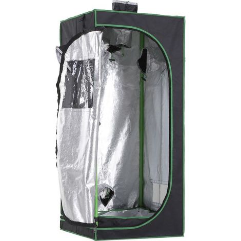 Tente de culture hydroponique Oxford 600D avec 3 aérations réglables et une fenêtre, pour culture hydroponique d'intérieur, avec passe-câbles, 60 x 60 x 140 cm, noire (1/5)