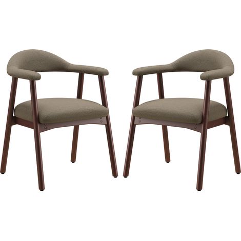 2er-Set moderne Esszimmerstühle im skandinavischen Stil, bequem gepolsterte Sitzfläche, Massivholzbeine, ergonomisch umschließende Rückenlehne, Braun (1/5)