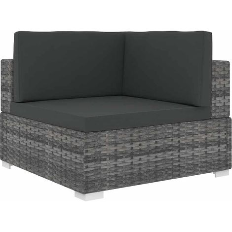 Sofá modular de esquina con cojines ratán sintético gris vidaXL (1/4)