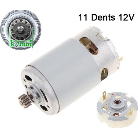 Moteur à courant continu RS550 à deux vitesses avec 11 dents - Moteur brossé - 12V, plus porte-balais de service (1/4)