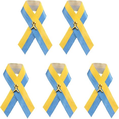 Ukrainian Flag Peace Knot Brooch Blue Yellow Ribbon Badge Pins for Clothes Backpack Hat Bag (1/5)