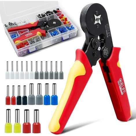 Pince à Sertir Auto-Réglable pour Câbles 0,25-10 mm² (AWG 23-7), Outil de Sertissage pour Cosses Électriques, Multifonction avec 1200 Embouts de Câble (1/5)