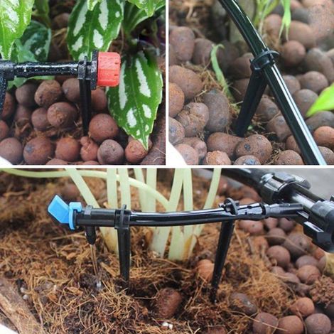 Tropfbewässerungsset, Pflanzenbewässerungsset mit Verteilerschlauch, verstellbaren Düsen, Nebelkühlung, automatisches Bewässerungssystem für Garten, Gewächshaus, Terrasse und Rasen (1/5)