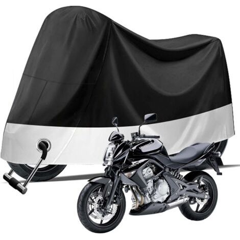 Housse de Moto, Housse de Protection pour Moto 190T Polyester, Bache Moto Exterieur Etanche avec Trous de Serrure, Résistant au Froid et intempéries Protège de la Poussière, UV, 230 90 125CM