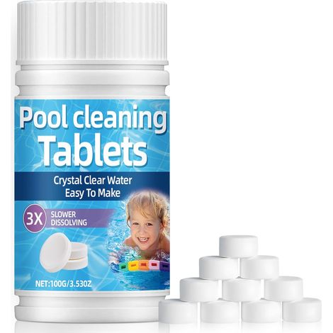 Mini-Pool- und Spa-Pflegetabletten – Langsam auflösend – 100er-Packung – für die regelmäßige Wasserpflege – für den Hausgebrauch (1/5)
