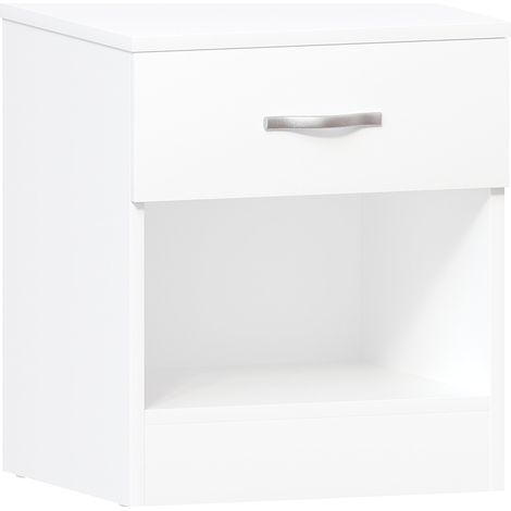 Riano 1 Drawer Bedside Table Cabinet Chest Nightstand Bedroom Furniture, White