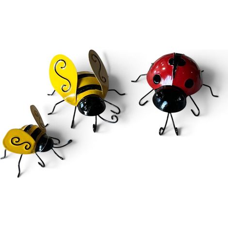 Ensemble 3 insectes Abeilles Coccinelles murales 13x7x15cm (1/5)