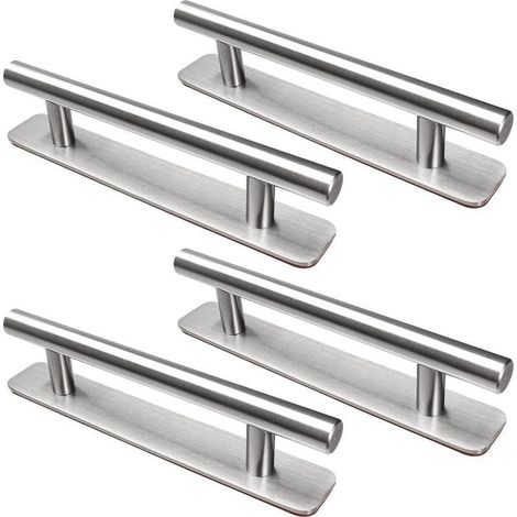 4 Pièces Poignée de Meuble Autocollante, 148 mm Poignée de Cuisine en Acier Inoxydable, Poignée de Meuble Sans perçage, Pour armoire, cuisine, porte coulissante, porte de balcon (1/5)