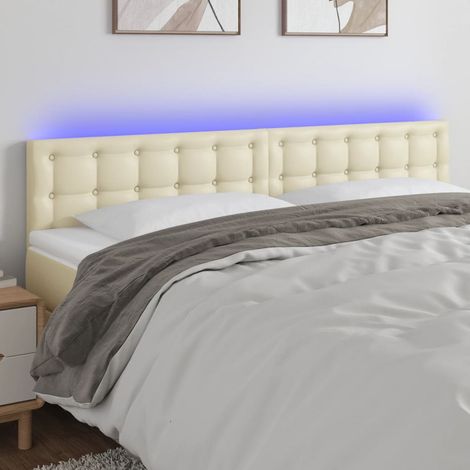 LED Kopfteil Creme 160x5x78/88 cm Kunstleder