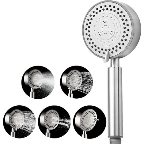 Doccia a pioggia, soffione doccia a mano in acciaio inox SUS304, doccetta a risparmio idrico con funzione di interruzione del getto e 4 modalità di getto - Crezuo