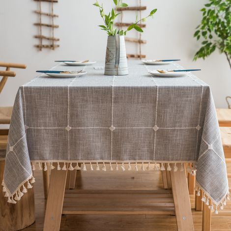 Nappe carrée 140x140 cm en coton et lin Cl,ZQKLA (1/5)