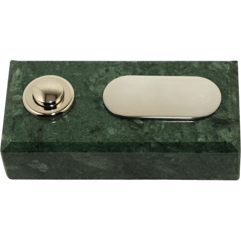 Sonnette Visseu filaire marbre vert bouton étiquette chrome