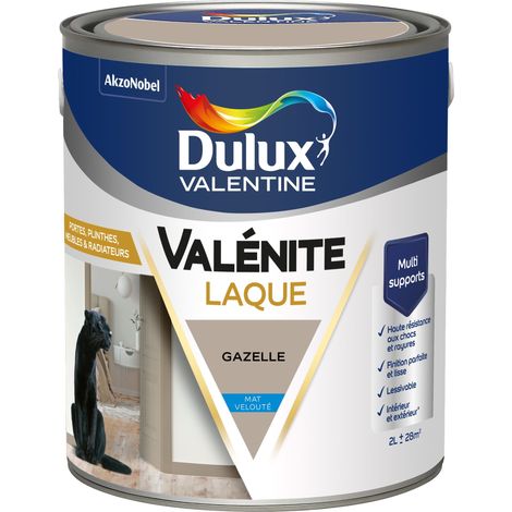 Dulux Valentine Peinture Laque Valénite Intérieur et Extérieur Multi-supports - Finition parfaite et lisse, Haute Résistance - Mat Gazelle 2 L