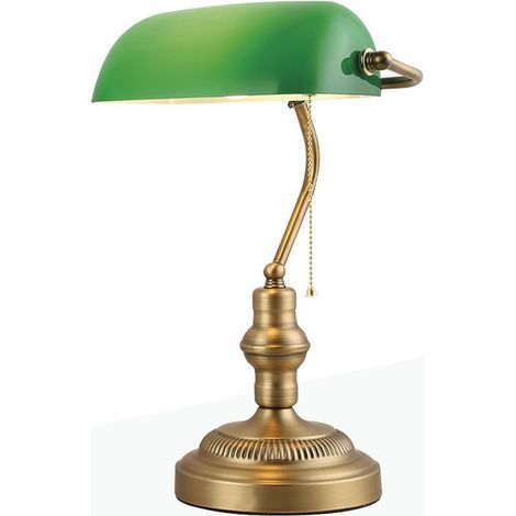 GENERIC-Barcelona Led – Lampe à poser vintage E27 40W – Abat-jour vert en laiton antique – Écran réglable pour bureaux et salons – Design classique (1/5)