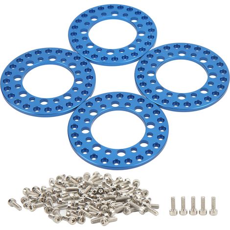 Lot de 4 anneaux de jante extérieurs de 1,9 pouce pour une meilleure stabilité. En alliage d'aluminium usiné CNC. Jantes extérieures de jantes pour voitures RC 1/10 (bleu). (1/5)