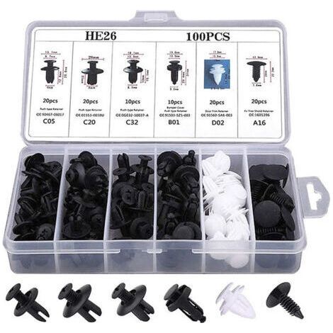 FENOPLASTICA100 pinces, rivets et fixations universels pour passages de roue automobile (6 tailles disponibles). (1/5)