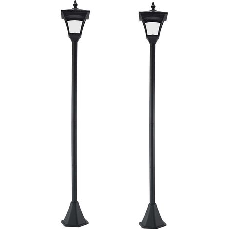 Outsunny conjunto de 2 farolas solares para jardín con paneles solares luces LED inteligentes y protección al ambiente para terraza patio 15x15x120 cm (1/5)
