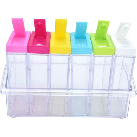 Boîte à épices six pièces en ABS de qualité alimentaire, boîte de rangement pour sel et épices, ustensiles de cuisine (1/5)