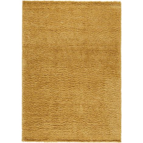 Tapis shaggy 160x230 jaune tissé rectangle motif uni CROMA 5