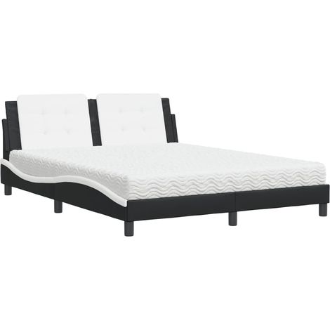 Maison Exclusive - Lit avec matelas Zadar noir et blanc 160x200 cm similicuir (1/5)