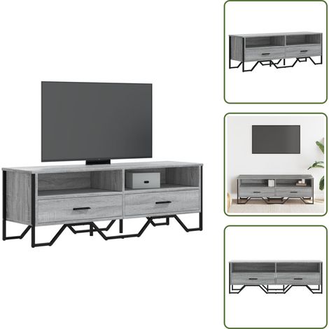 The Living Store Meuble TV sonoma gris 122x34x41 cm bois d'ingénierie - Meubles Tv - Meuble Tv - Support Tv - Banc Tv - Meuble Salon