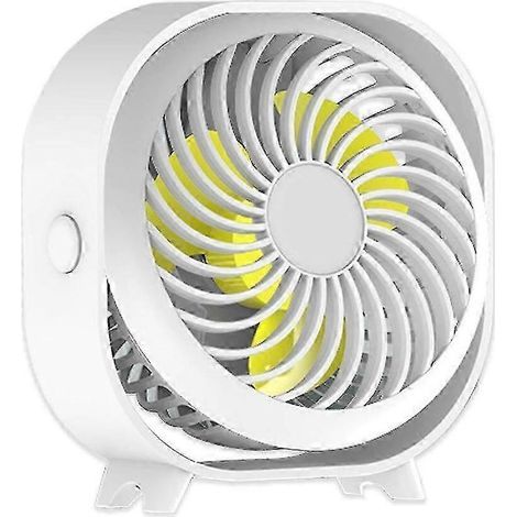 Ventilateur de bureau rechargeable, mini ventilateur portable pour bureau, chambre d'étudiant ou maison, silencieux, blanc (1/5)