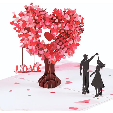 Cartes de vœux 3D pop-up amour : Saint-Valentin, anniversaire, mariage. Cadeaux couples idéaux pour elle, lui, femme, mari, amoureux. (1/5)