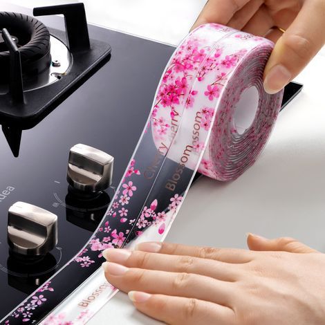 Wasserfester Klebstoff für Küchen, Toiletten, Feuchtigkeitsschutzflansche, Schwimmbadwaschbecken, Gasherde, Badezimmer, Sakura Anti-Wasser-Leiste, Stil (1/5)