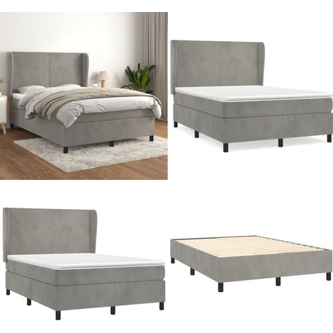 Boxspringbett mit Matratze Hellgrau 140x190 cm Samt - Samtbett - Boxspringbett - Doppelbett - Schlafzimmermöbel - Luxusbett - Home & Living (1/5)