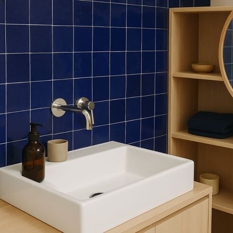 Véritable Zellige Marocain Bleu Nuit N 39 10x10 cm - Paquet de 0,5 m² - Ti'ma Stone (1/5)