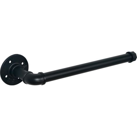 BEBUSINGOTO Portarrollos de papel industrial para cocina, estilo vintage, resistente, rústico, para montaje en pared, negro mate (1/3)