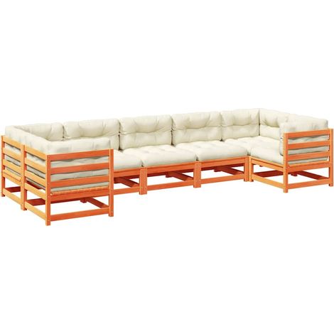 vidaXL Set Divani Giardino 7 pz con Cuscini Marrone Cera Massello Pino (1/5)