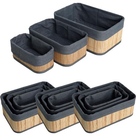 Bambuskorb Aufbewahrungsbox 4er Set mit je 3 Größen Aufbewahrungskorb Organizer (1/5)