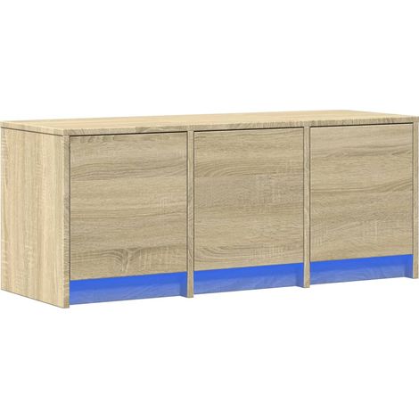 Soporte multimedia para TV estantería para televisión buffet para televisión comedor salón dormitorio con LED roble Sonoma 97 x 34 x 40 cm madera contrachapada marrón 020026492