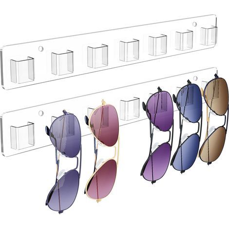 Boîte de rangement transparente pour lunettes de soleil (2 pièces, 39,85cm) avec porte-gobelet convient pour la décoration de bureau et de maison. (1/5)