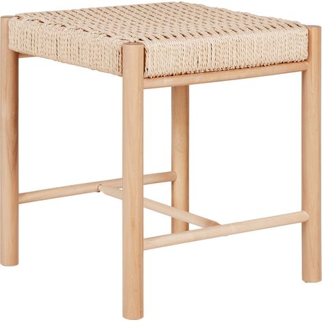 Sgabello Abano in legno di pioppo e corda naturale 42x42x46,5 cm