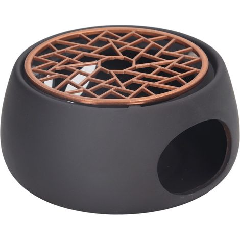 Chauffe-théière en céramique avec socle en fer violet pour la maison et support noir. (1/5)