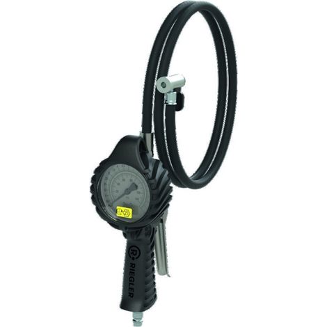 Hand-Reifenfüllmesser mit Hebelstecker, drehbar, geeicht, Manom. Ø80mm,