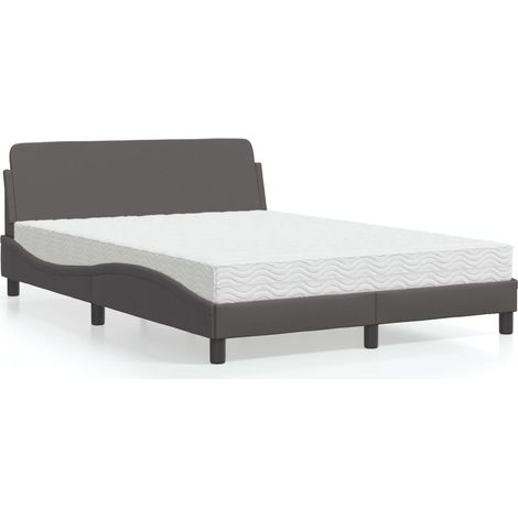 Lit avec matelas-Structure de lit-Lit Adulte gris 140x200 cm similicuir 921671 (1/5)
