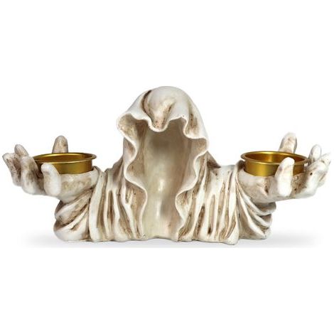 Halloween-Geisterkerzenhalter, gotischer Kerzenhalter aus Kunstharz, weiß-blauer Horror-Dekorationskerzenhalter, Geisterkerzenhalter für Spukhäuser, gotische Dekoration (weiß) (1/5)