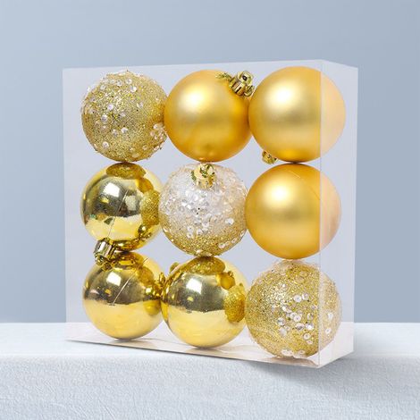 Boules De Noël - 6 cm - En Pvc - Pour Arbres De Noël Et Décorations Festives - Lot De 9 (1/5)