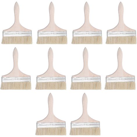 Ortviai Brosse à peinture en laine synthétique 10 pièces, manche en bois ergonomique, largeur 165 mm pour peinture et nettoyage (1/5)