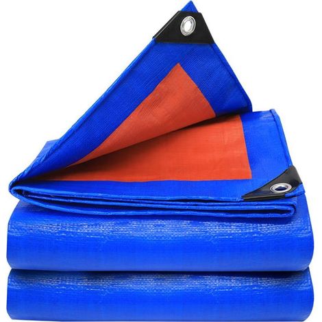 Bâche de piscine double face en toile robuste pour terrasse, allée, jardin, camping, arrière-cour, piscine, terrasse, extérieur, bleu 2 x 5 m (1/5)