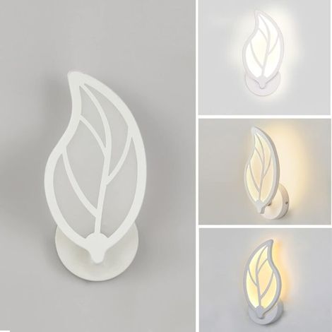 12-W-LED-Wandleuchte, Wandleuchte für den Innenbereich (warmes Licht), weiße, blattförmige Wandleuchte für den Innenbereich, Wandleuchte für Kinderzimmer, Art-déco-Wandleuchte für Wohnzimmer, Schlafzi (1/5)