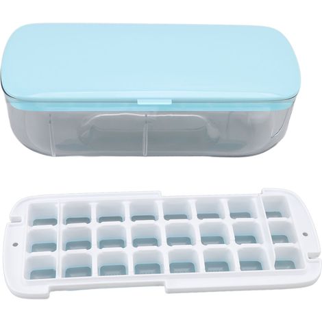 Eiswürfelform-Set für den Haushalt, 24 Fächer, Silikon-Eiswürfelform mit Deckel für die Küche, Blau (1/5)