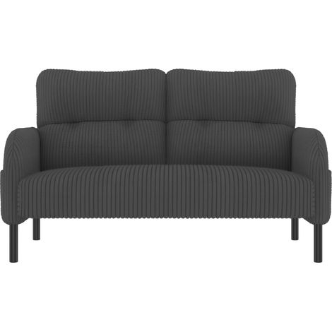 ELVMI Divano 2 Posti con Schienale Ergonomico e Tasca Laterale, in Velluto a Coste, Grigio, 120 × 75 × 79 cm (1/5)