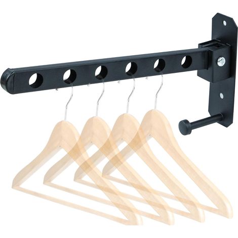 étendoir Mural, Sechoir Linge Mural, Peut êTre Plié à 90 Degrés Porte-Linge Mural Extensible, Acier Inoxydable Robuste Porte-Manteau, pour Balcon Salle De Bains Buanderie Noir, 1 Pièce (1/5)